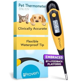 Dog and Cat Thermometer for Accurate Fever Detection, Comfortable Flexible Tip, Waterproof Pet Thermometer, Fast Readings in 20 sec
