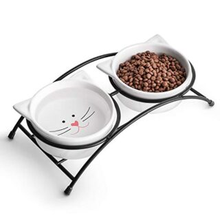Raised Cat Food Bowls, Pet Bowls with Stand, Ceramic Cat Dog Bowls Elevated