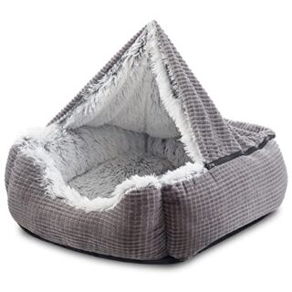 Dog Beds for Small Dogs, Rectangle Cave Hooded Blanket Puppy Bed, Luxury Orthopedic Cat Beds for Indoor Cats