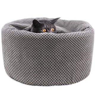 Large Cat Beds Warm Covered Cat Beds for Indoor Outdoor Cats Kittens,Soft Enclosed Washable Round Pet Cat Cave Bed for Cats or Small Dog