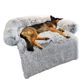 Calming Dog Bed Fluffy Plush Dog Mat for Furniture Protector with Removable Washable Cover