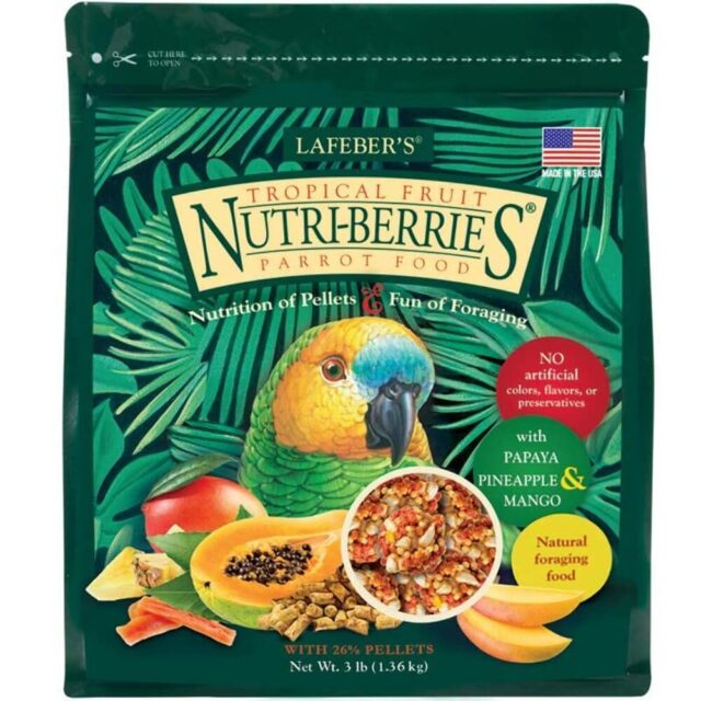 LAFEBER'S Tropical Fruit Nutri-Berries Pet Bird Food for Parrots, 3 lb