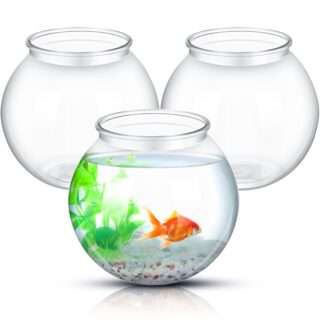 Mifoci 3 Pcs Plastic Fish Bowls Transparent Small Plastic Fish Tank Shatterproof Fishbowl Clear Round Plastic