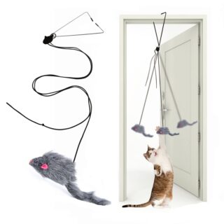 Interactive Cat Feather Toys,Retractable Teaser Toy ，Hanging Interactive Toys for Indoor Cats Kitten Play Chase Exercise