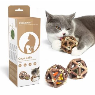 3Pcs Cat Toys Natural Silvervine Stick Cage Balls & Bell Ball for Indoor Cats