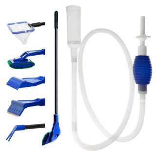 Aquarium Fish Tank Cleaning Kit Tools Algae Scrapers Set 5 in 1 &Fish Tank Gravel Cleaner