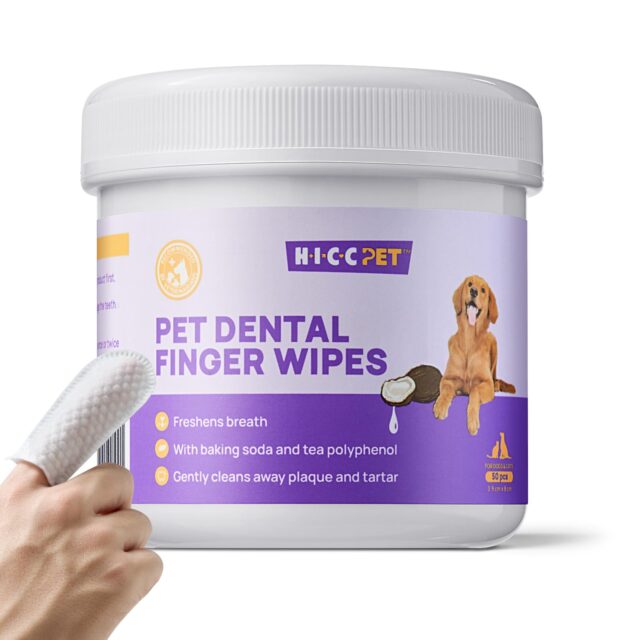 HICC PET Teeth Cleaning Wipes for Dogs & Cats, Remove Bad Breath by Removing Plaque and Tartar Buildup No-Rinse Dog Finger Toothbrush