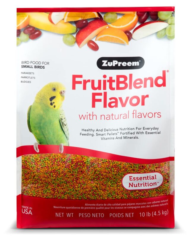 ZuPreem FruitBlend Flavor Pellets Bird Food for Small Birds, 10 lb - For Parakeets, Budgies, Parrotlets