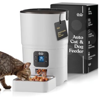 Smart Automatic Cat Feeder - 6-L Reliable Automatic Cat Food Dispenser with Display LCD Screen for Easy Set Up -Portion Control Automatic Dog Feeder
