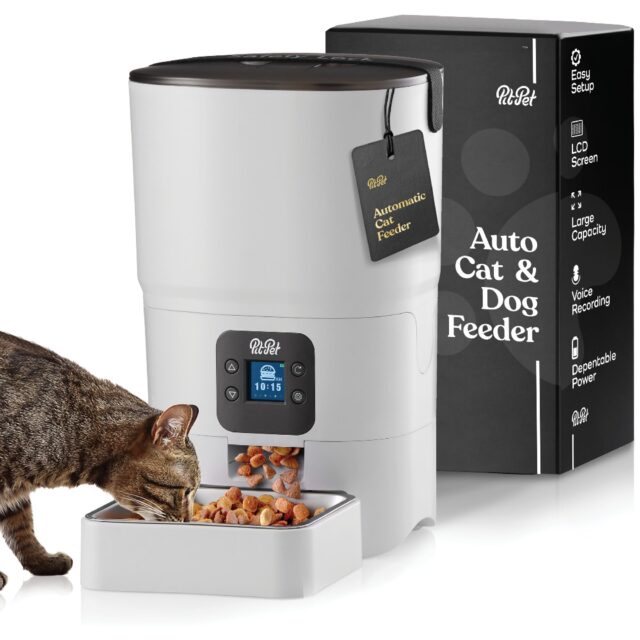 Smart Automatic Cat Feeder - 6-L Reliable Automatic Cat Food Dispenser with Display LCD Screen for Easy Set Up -Portion Control Automatic Dog Feeder