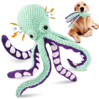 Plush Squeaky Dog Toys - Durable Octopus Stuffed Toy for Indoor Play With Small, Medium and Large Dogs