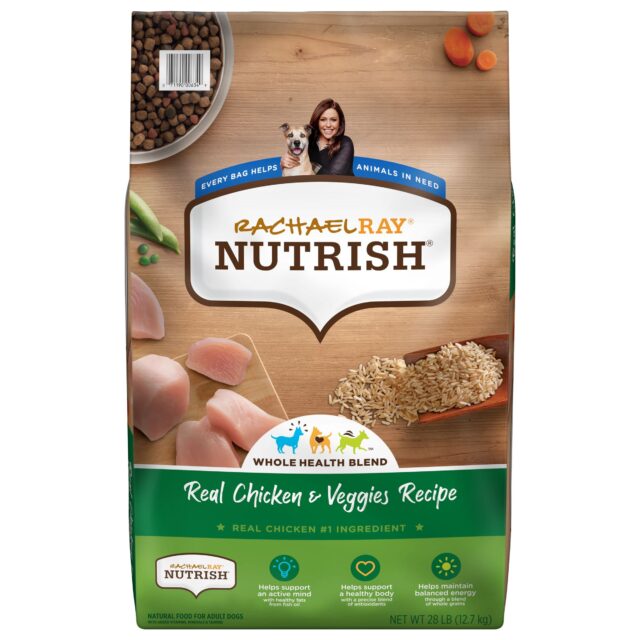 Rachael Ray Nutrish Premium Natural Dry Dog Food, Real Chicken Veggies Recipe, 28 Pounds (Packaging May Vary)