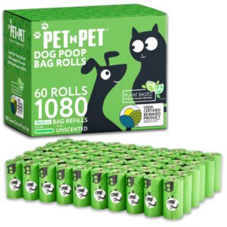 Green Dog Poop Bag Rolls, Dog Bags Doggie Poop Bags, 38% Plant Based & 62% PE Dog Waste Bags