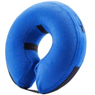 Protective Inflatable Collar for Dogs and Cats - Soft Pet Recovery Collar Does Not Block Vision E-Collar (Medium, Blue)