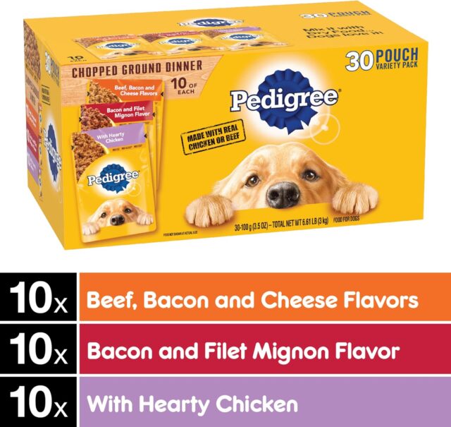 PEDIGREE CHOPPED GROUND DINNER Adult Soft Wet Dog Food (Pack of 30)