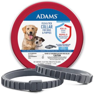 Flea & Tick Collar for Dogs & Puppies | 2 Pack | 12 Month Protection | Adjustable One Size | Kills Fleas, Ticks
