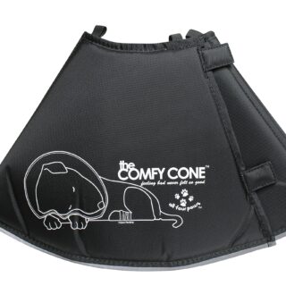 All Four Paws Comfy Cone Pet Cone for Dogs, Cats, Large, Black - Comfortable Soft Dog Cone Collar Alternative for After Surgery
