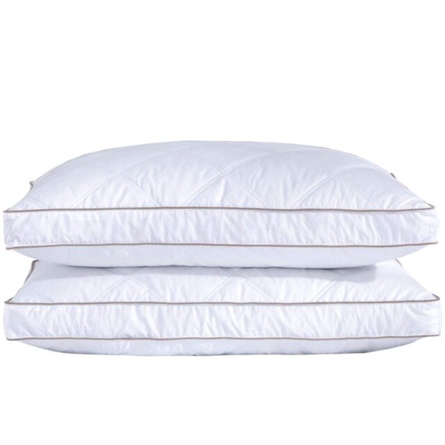puredown® Goose Feathers and Down Pillow for Sleeping Gusseted Bed Hotel Collection Pillows, Standard, Set of 2