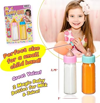 Ja-Ru Magic Baby Doll Bottles Milk Bottle and Juice Bottle, Great Baby Doll Accessories. Set with 2 Bottles. 701-1 bison prime