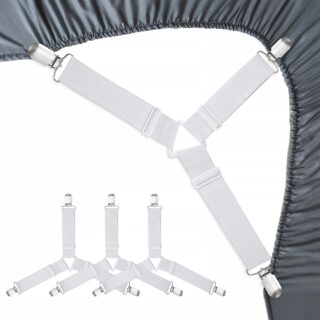 RayTour Bed Sheet Holder Straps Fitted Sheet Keepers Bedsheet Holders Fasteners - Elastic Adjustable Bedsheet Holders for a Wrinkle Bed Sheet