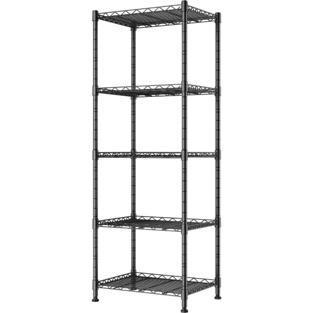 REGILLER 5-Wire Shelving Metal Storage Rack Adjustable Shelves,Standing Storage Shelf Units for Laundry Bathroom Kitchen Pantry Closet(Black,11.8" D x 16.6" W x 53.5" H)