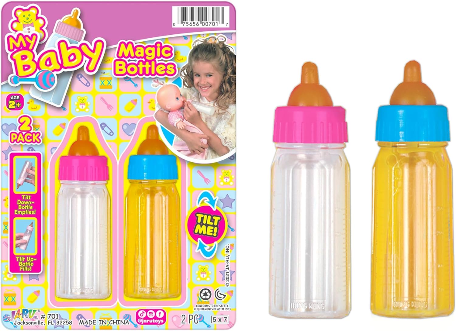 Ja-Ru Magic Baby Doll Bottles Milk Bottle and Juice Bottle, Great Baby Doll Accessories. Set with 2 Bottles. 701-1 bison prime