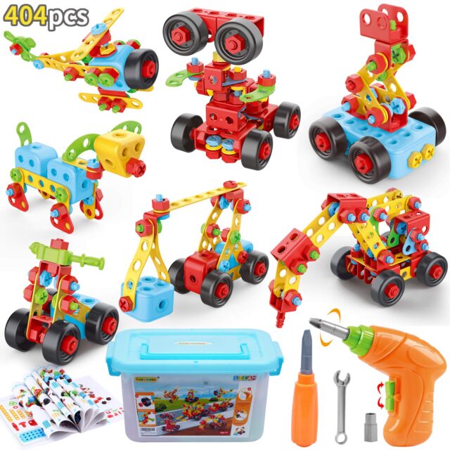 COUOMOXA Building Toys Educational for Kids: 404 Pcs Montessori Creative Construction Toy - 5 6 7 8+ Year Old STEM Building Blocks Set for Boys Girls - Best Birthday Gift for Children