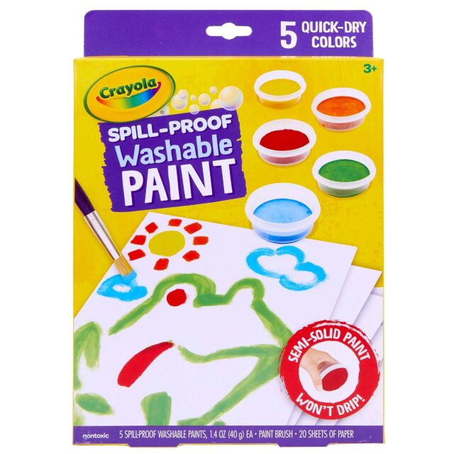 Crayola Spill Proof Paint Set, Washable Paint for Kids, Ages 3, 4, 5, 6