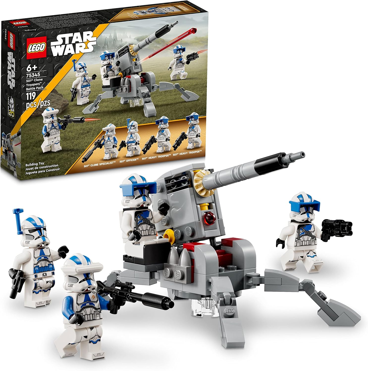 LEGO Star Wars Clone Troopers Battle Pack Toy Set, Buildable AV-7 Anti Vehicle Cannon, with 4 Clone Trooper Minifigures, Portable Travel Toy, Great Birthday Gift for Kids Ages 6 and Up - Bison Prime LLC