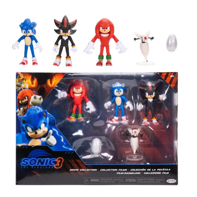 Sonic 3 Movie Action Figures 2.5-Inch Movie Collector Toy Figure Multi-Pack Includes Sonic Knuckles Shadow Buzz Bomber & Drone- Officially Licensed Toys